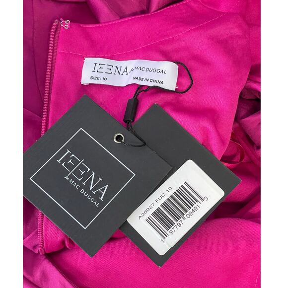 Ieena for Mac Duggal NEW Size 10 Style A26927 Fuchsia High Neck Midi Dress NWT - Picture 8 of 9